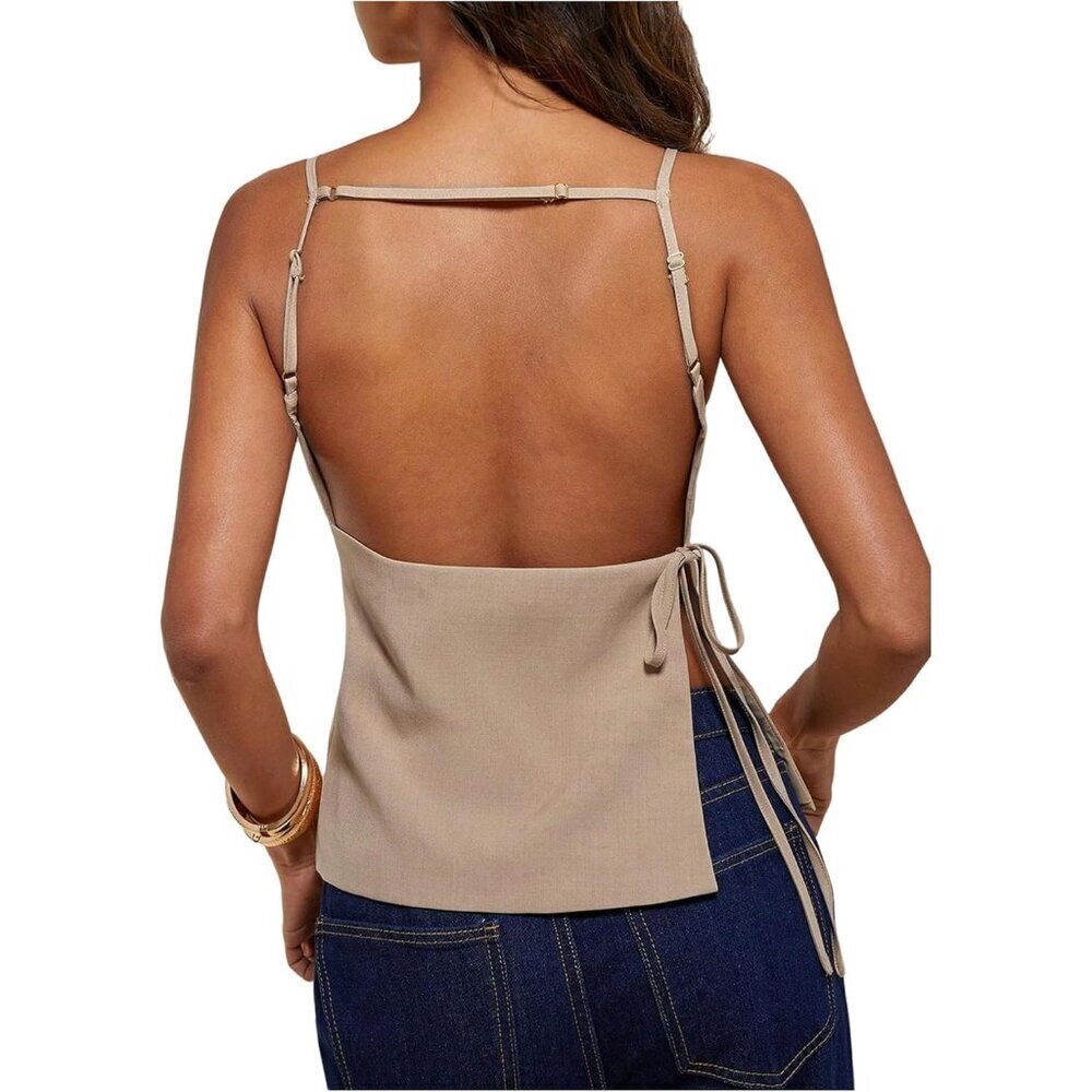 Women's Open Back Tops Polyester Small Summer Dressy Casual Going Out
